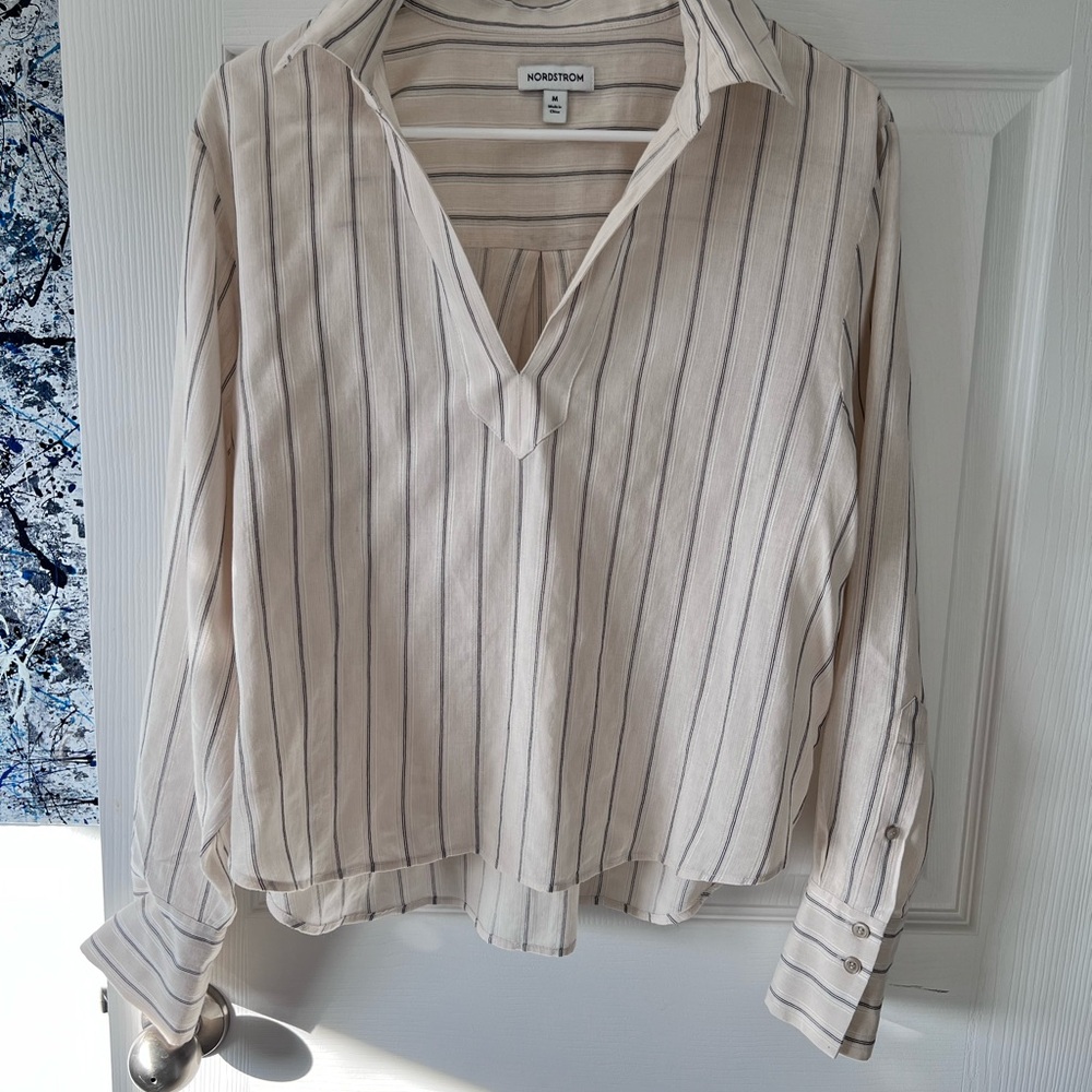 Women’s Striped Cream Blouse by Nordstrom